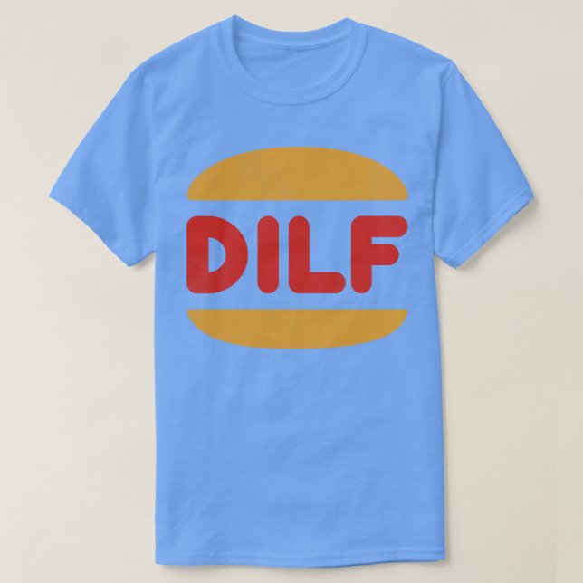 Camiseta Tipografia do Estilo Retro DILF Design 1 (Frente do Design)