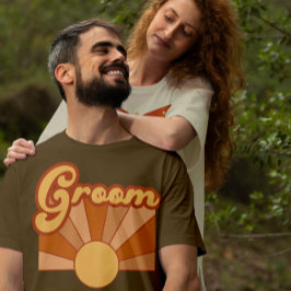 Camiseta Tipografia do Groom Retro Casamento Sun de Verão