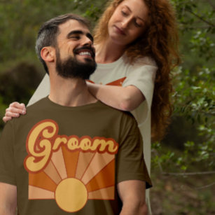 Camiseta Tipografia do Groom Retro Casamento Sun de Verão