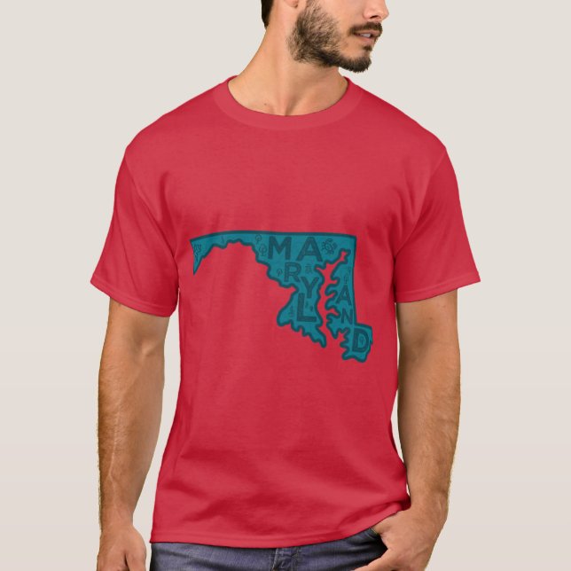 Camiseta Tipografia do Mapa de Maryland Navy (Frente)