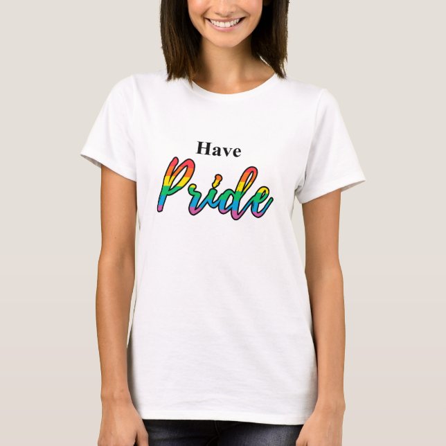 Camiseta Tipografia do Orgulho Arco-Íris LGBT Branco (Frente)