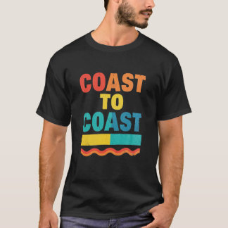 Camiseta Tipografia do Pôr do Sol Retro de Costa a Costa