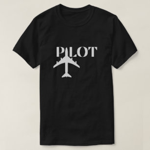 Camiseta Tipografia e avião-piloto, Aviação, minimalista