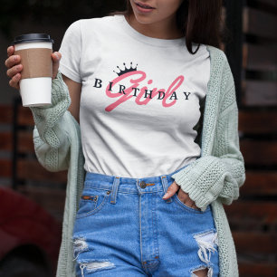 Camiseta Tipografia e Coroa de Aniversário, Simples, Modern