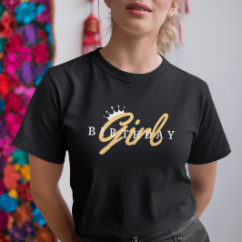 Camiseta Tipografia e Coroa de Rapariga de Aniversário, Sim