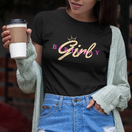 Camiseta Tipografia e Coroa de Rapariga de Aniversário, Sim