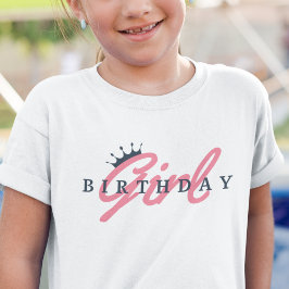Camiseta Tipografia e Coroa de Rapariga de Aniversário, Sim