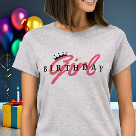 Camiseta Tipografia e Coroa de Rapariga de Aniversário, Sim