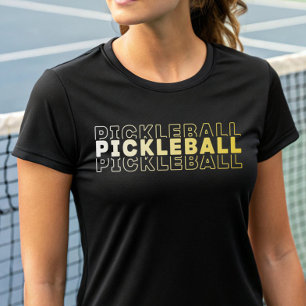 Camiseta Tipografia Elegante Pickleball Ouro Branco Amarelo
