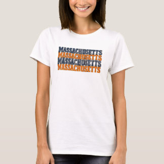 Camiseta Tipografia Empilhada Massachusetts Distorcida Vint
