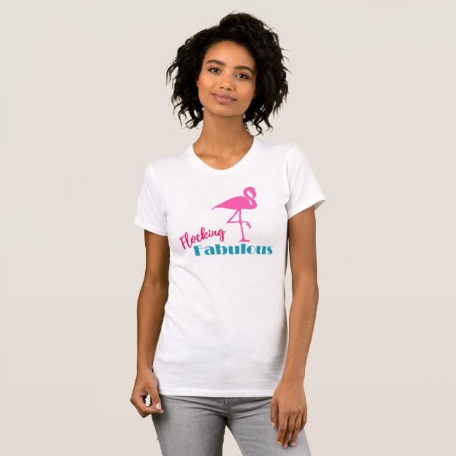 Camiseta Típografia Fabulosa do Gráfico Flamingo Rosa (Frente Completa)