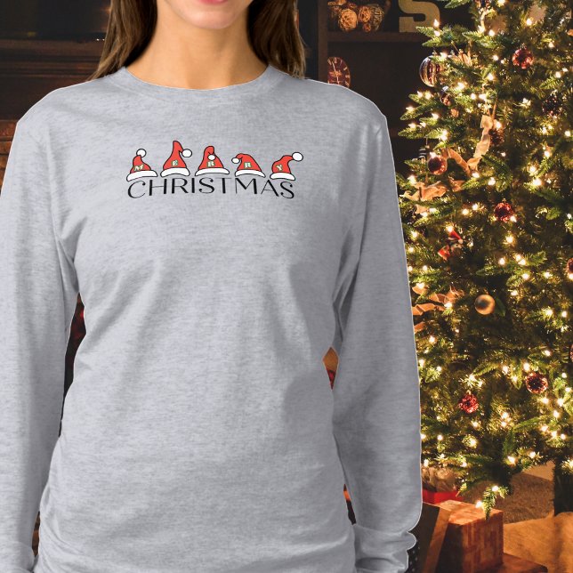 Camiseta Tipografia Feliz Natal, Chapéus de Papai Noel, Sim (Criador carregado)