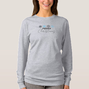 Camiseta Tipografia Feliz Natal, Flocos de Neve, Simples