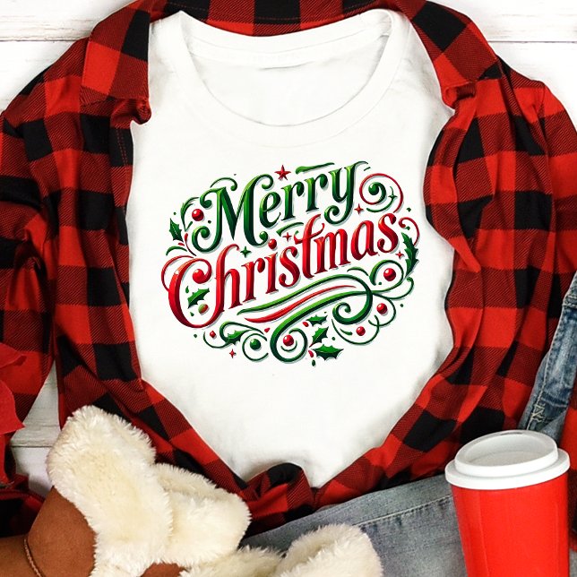 Camiseta Tipografia Festiva de Feliz Natal (Criador carregado)