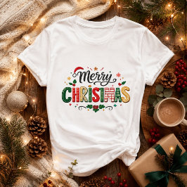 Camiseta Tipografia Festiva de Natal Alegre