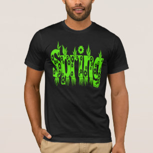 Camiseta Tipografia floral bonito do texto verde do