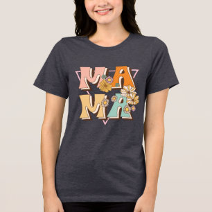 Camiseta Tipografia Floral Mama Retro