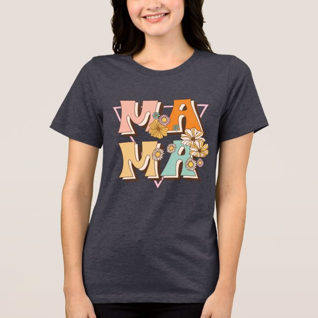 Camiseta Tipografia Floral Mama Retro (Frente)