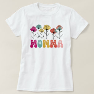 Camiseta Tipografia Floral Vibrante para a MAMÃE no Dia das