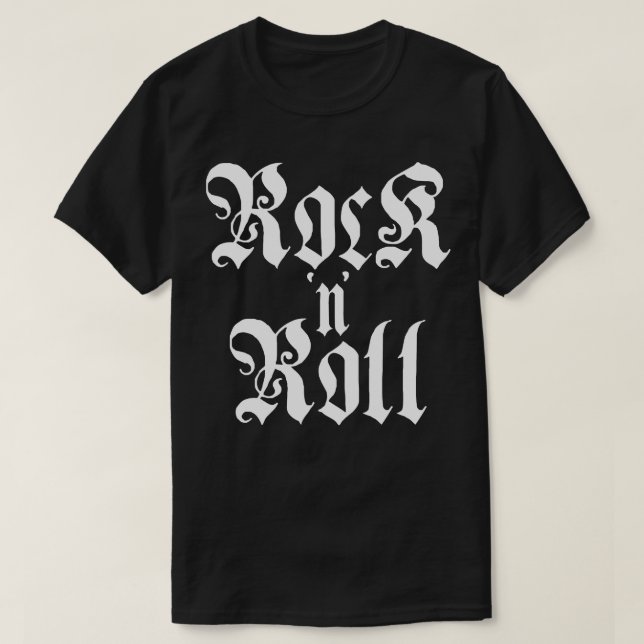 Camiseta tipografia gótica rock n roll (Frente do Design)