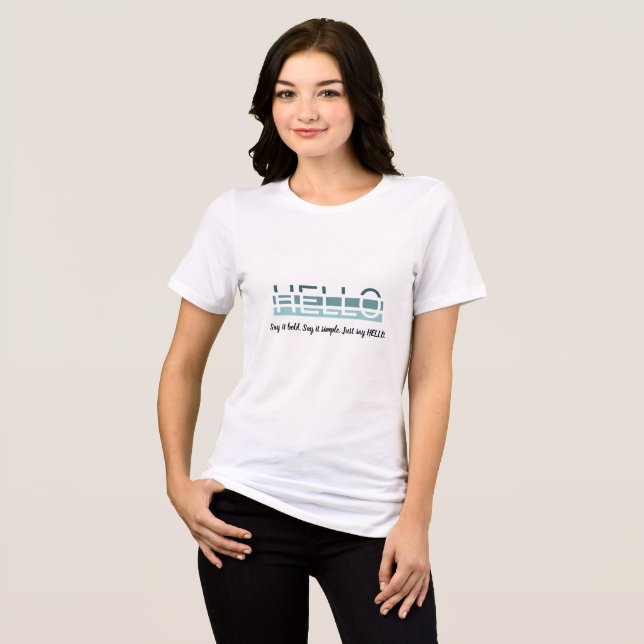 Camiseta Tipografia Gradiente Estilizada "HELLO" (Frente Completa)