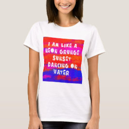 Camiseta Tipografia Gráfica Retro do Pôr do Sol Grunge Neon