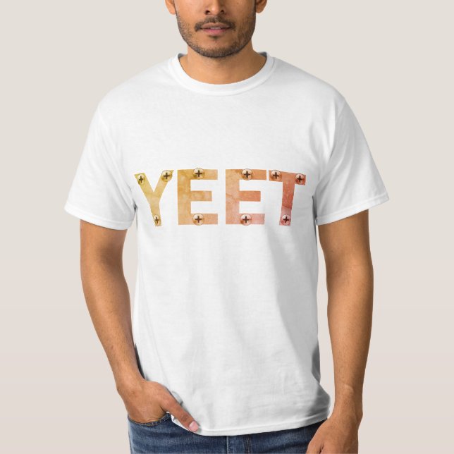 Camiseta Tipografia Industrial Cinza YEET (Frente)