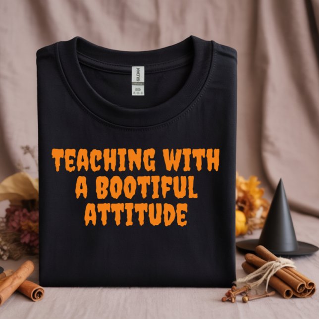 Camiseta Tipografia laranja irônica para professores de hal (Criador carregado)