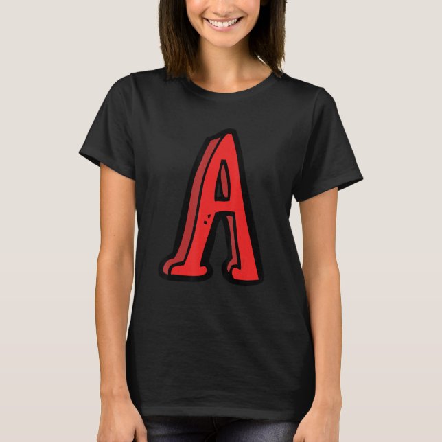 Camiseta Tipografia - Letra A. - Alfabeto (Frente)