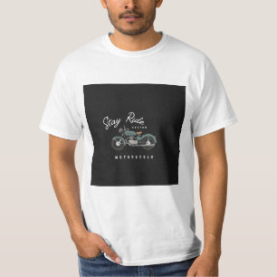 Camiseta Tipografia Mínima de Motocicleta Preta Branca
