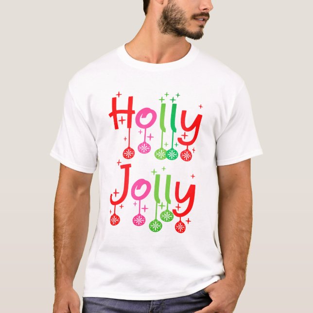 Camiseta Tipografia Modern Holly Jolly (Frente)