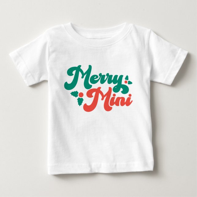 Camiseta Tipografia Moderna de Natal Alegre Mini Fofa Scrip (Frente)