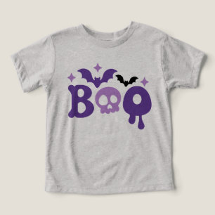 Camiseta Tipografia moderna do Halloween Boo Skull Bats