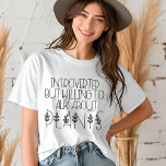 Camiseta Tipografia Moderna Engraçada Pela Planta Apresenta<br><div class="desc">Apresentador Planta Lover Funny Modern Typografia Moderna Womens Tshirt Fashion Top apresenta o texto "Introduzido pela vontade de falar sobre plantas" na moderna tipografia escrita acentuada com folhas. Presente perfeito para ela no aniversário,  Natal,  Dia de as mães e muito mais. Projetado pelo Evco Studio www.zazzle.com/store/evcostudio</div>