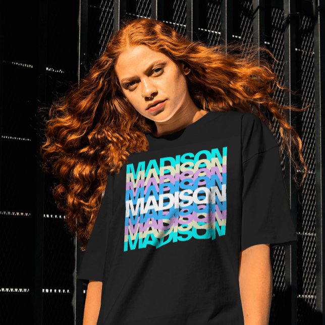 Camiseta Tipografia Moderna | Nome personalizado Pastel Hol (Criador carregado)