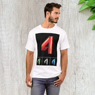 Camiseta Tipografia Moderna Número 4 Geométrica Esbelta