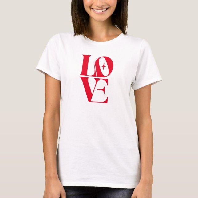 Camiseta Tipografia Moderna Simples Red Love (Frente)