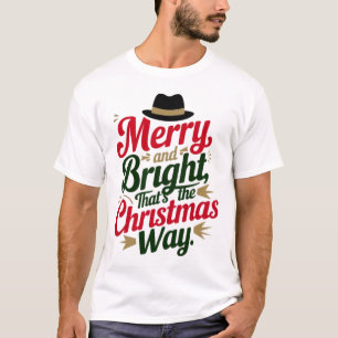 Camiseta Tipografia natalícia festiva com Design de chapéu