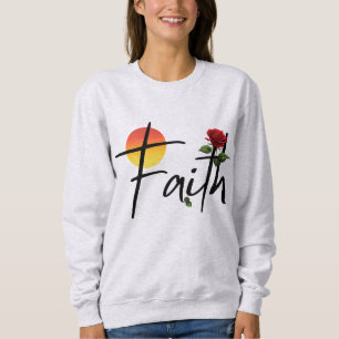 Camiseta Tipografia Negra Faith com Rosa