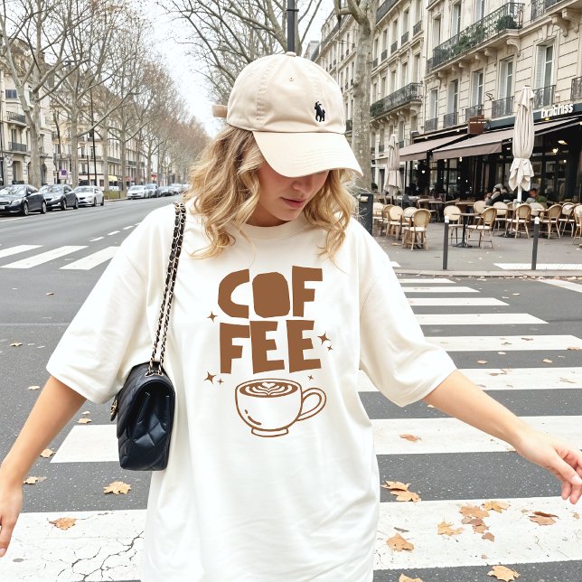 Camiseta Tipografia Negrito Retrô Doodle Amor Café (Criador carregado)