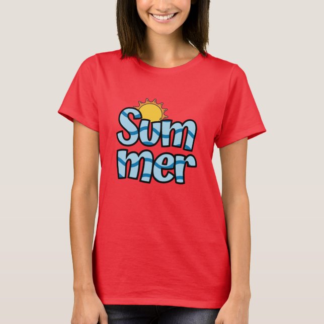 Camiseta Tipografia ondulada de verão tropical  (Frente)