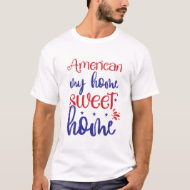 Camiseta Tipografia Patriótica Americana Minha Casa Meu Lar