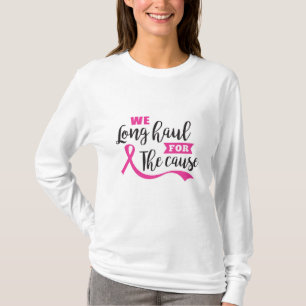 Camiseta Tipografia Preta Rosa de Consciência do Cancer da