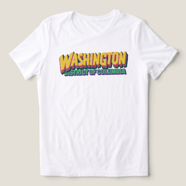 Camiseta Tipografia Retro de Washington DC (Design frontal)