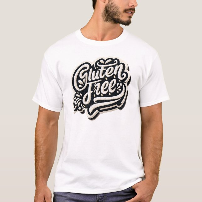 Camiseta Tipografia Retro Gráfica de Rótulo Sem Glúten (Frente)