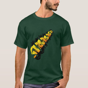 Camiseta Tipografia Retro Tropical de Verão com Palmeira