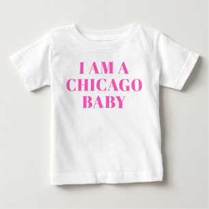 Camiseta Tipografia Rosa Roupas de Bebê Chicago