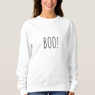 Camiseta Típografia simples branca e boo Halloween engraçad
