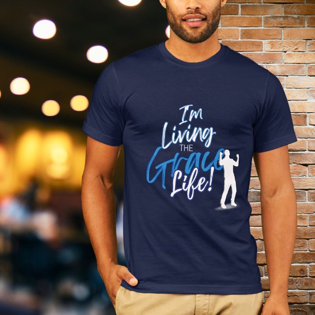 Camiseta Tipografia Urbana Azul Estou Vivendo a Graça Vida (Criador carregado)