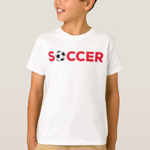 Camiseta Tipografia Vermelha Clássica de Futebol Negrito Fã